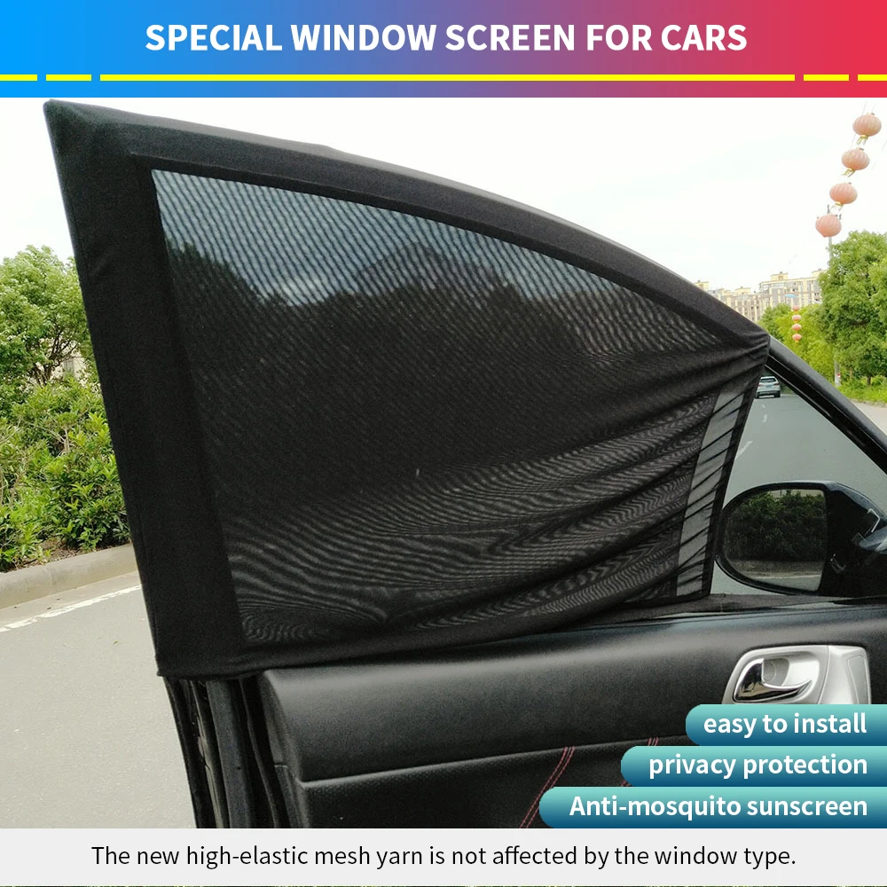 

2Pcs Car Window Cover Upgraded Car Curtains Sunshade Curtain UV Protection Shield Sun Shade Mesh Solar Mosquito Dust Protection