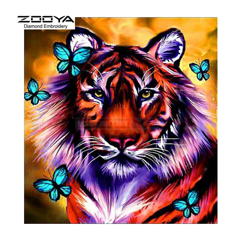 ZOOYA Алмазная вышивка 5D DIY алмазная живопись с головой тигра и Бабочка Живопись