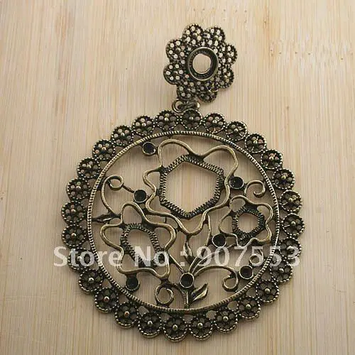 

2pcs antiqued bronze big flower design earing post G1040