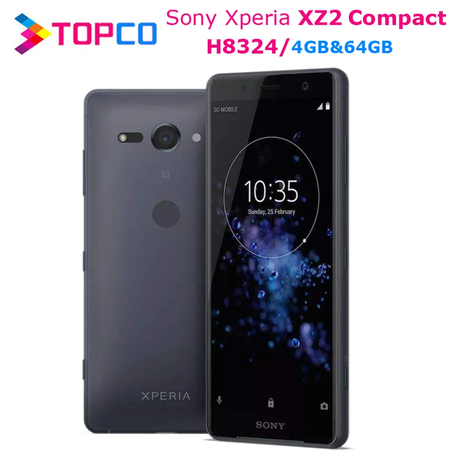 Sony Xperia XZ2 Compact H8324, разблокированный мобильный телефон 4G Android H8324, четыре ядра, две sim-карты, 5,0 дюйма, 19 МП ram, 4 Гб rom, 64 ГБ NFC