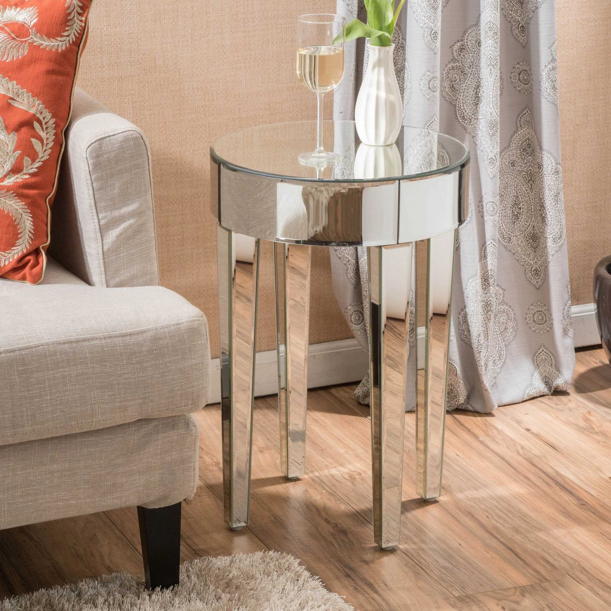 Alvo Contemporary Mirrored Round Table