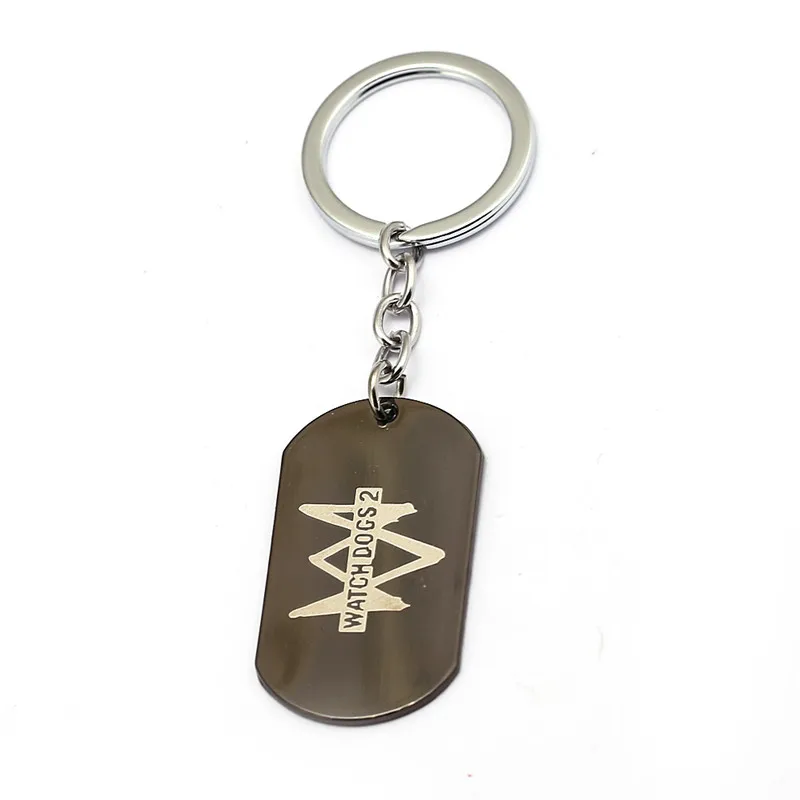 

Watch Dogs 2 Keychain Metal Dog Tag Key Ring Holder Chain Metal Pendant Porte Clef Chaveiro Souvenir Beads Choker Women Men Gift