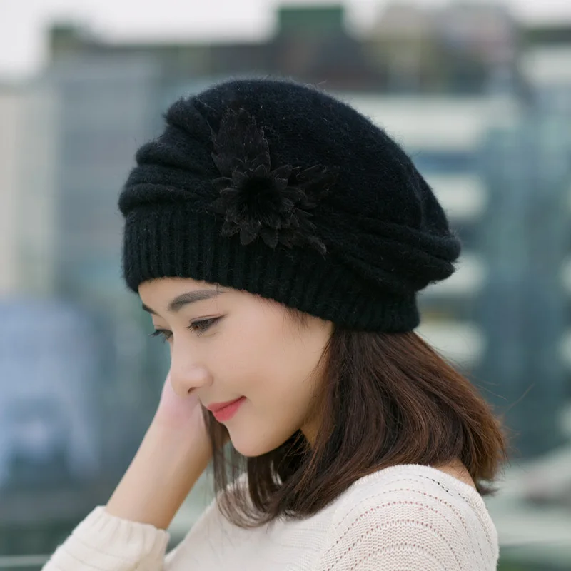 2016 beret top quality winter warm hat cap for women Rabbit hair berets
