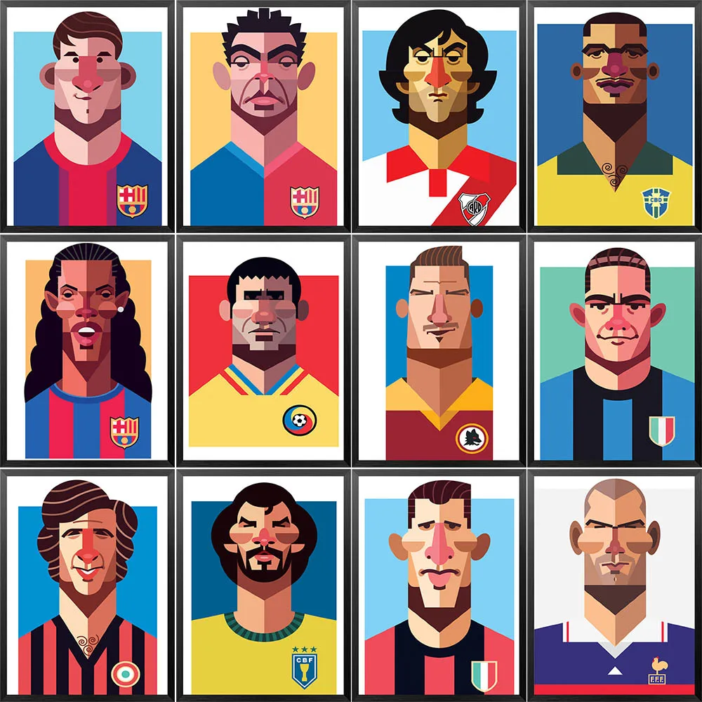 

Cartoon Soccer Carnival Footballer Diamond Painting Football Player Picture Full Round Square Drill Cross stitch with Frame