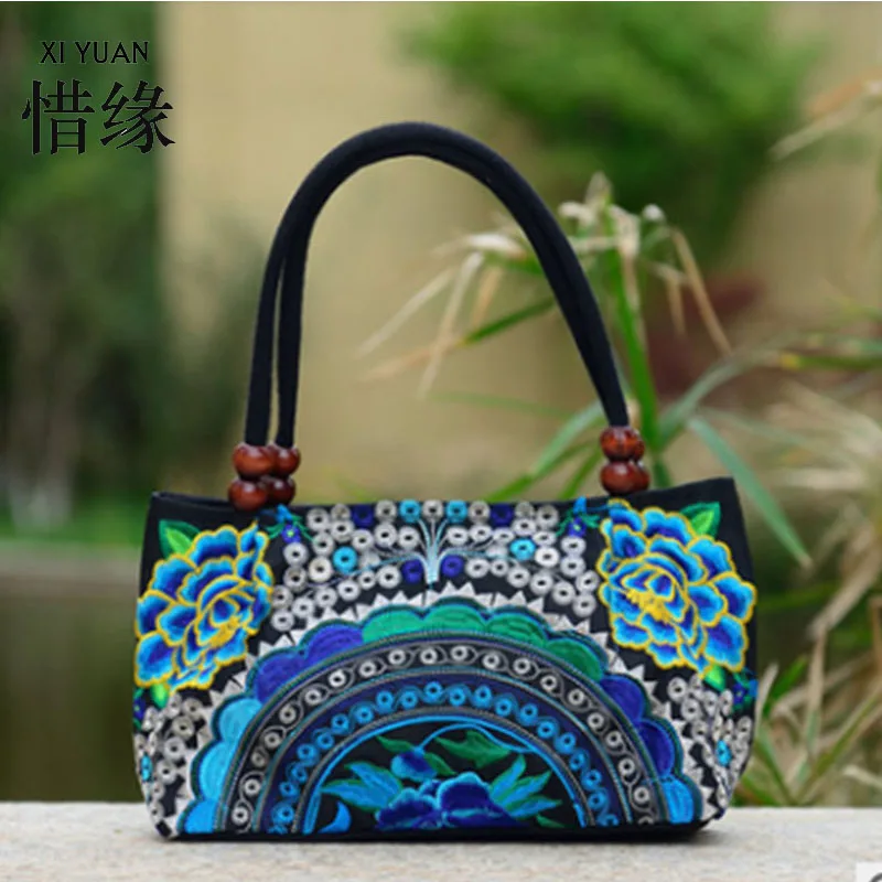 

XIYUAN BRAND new National Trend Ethnic Flowers Embroidery Embroidered shoulder Bags Ladies Women's Big Shoulder Bag Handbag