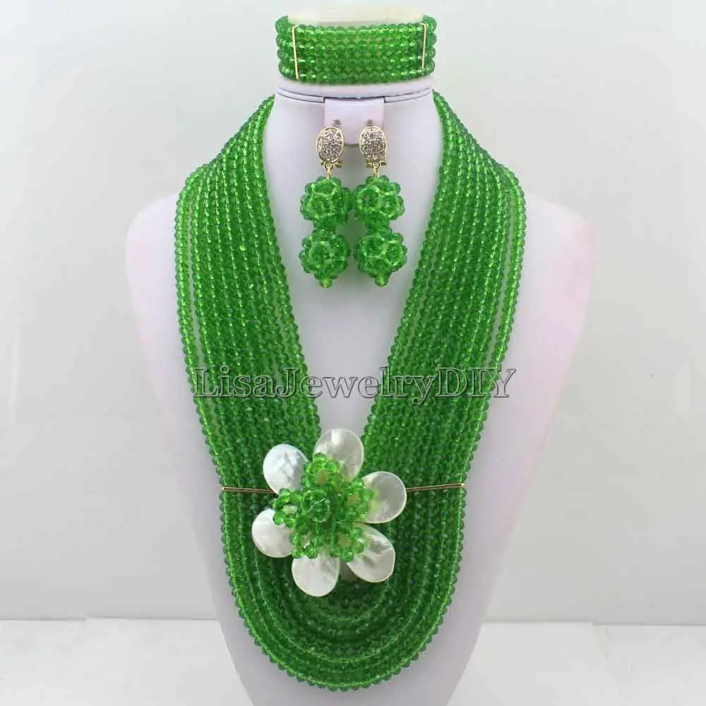 

Handmade Indian African Wedding Jewelry Sets Nigerian Beaded Wedding Bridal Necklace Jewelry Sets Free Shipping HD6605