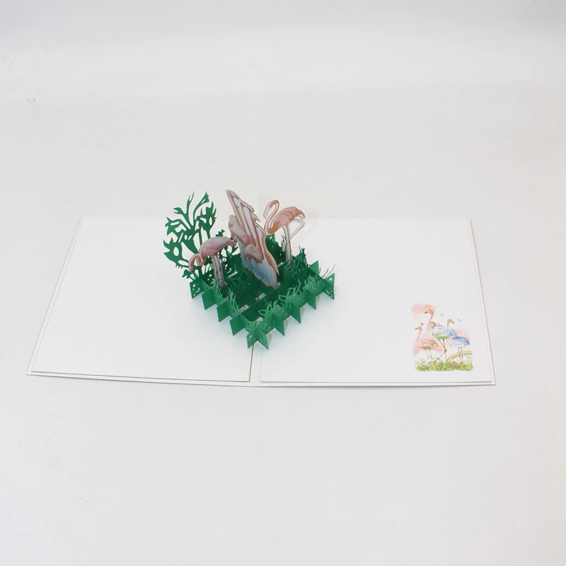 3D ручной работы белый чехол флок Фламинго бумажные поздравительные открытки бизнес открытка на день рождения вечерние Рождественский креативный подарок