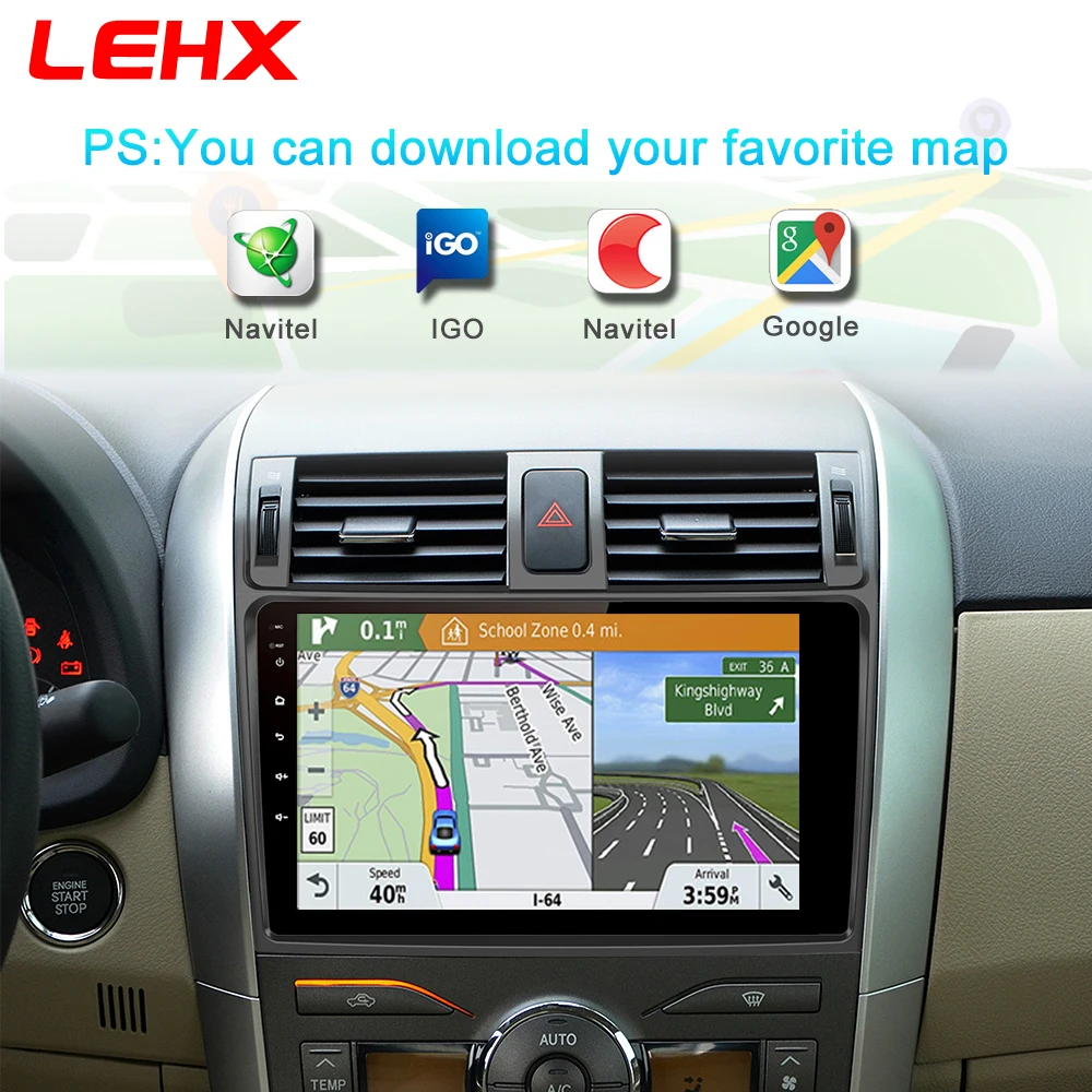 LEHX автомобильный Android 8,1 Радио мультимедийный плеер навигация gps для Toyota Corolla E140/150 2006 2007-2013 навигация wifi