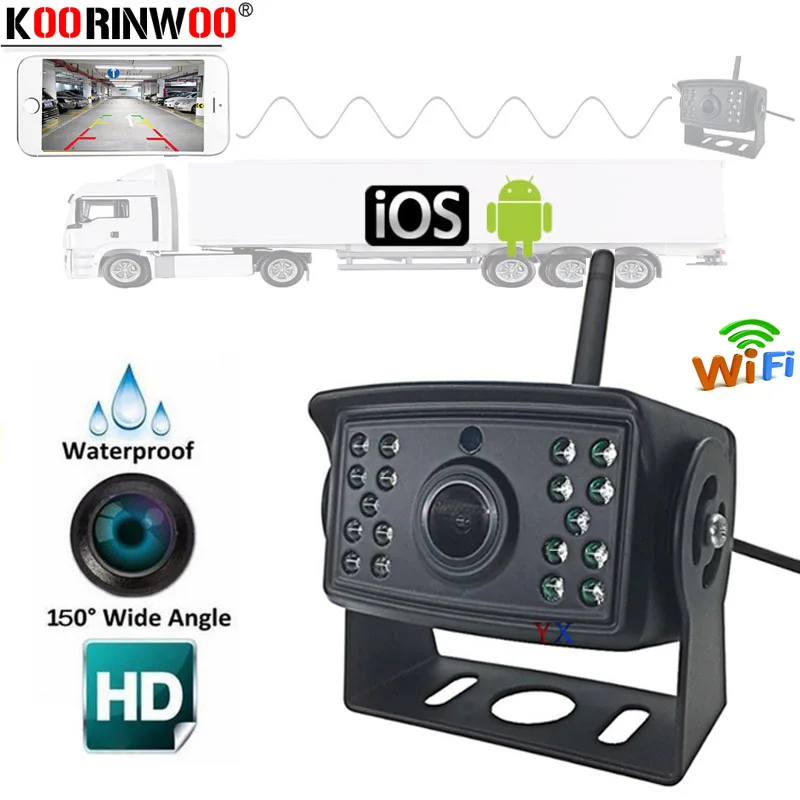 Koorinwoo WiFi Автомобильная камера заднего вида 1080P Водонепроницаемая 130