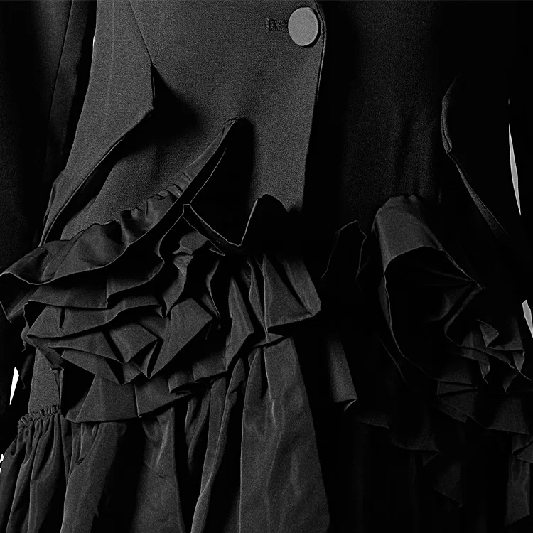 Women's personality suit jacket 2019 stitching irregular ruffles long sleeve slim suit jacket women blazers and jackets