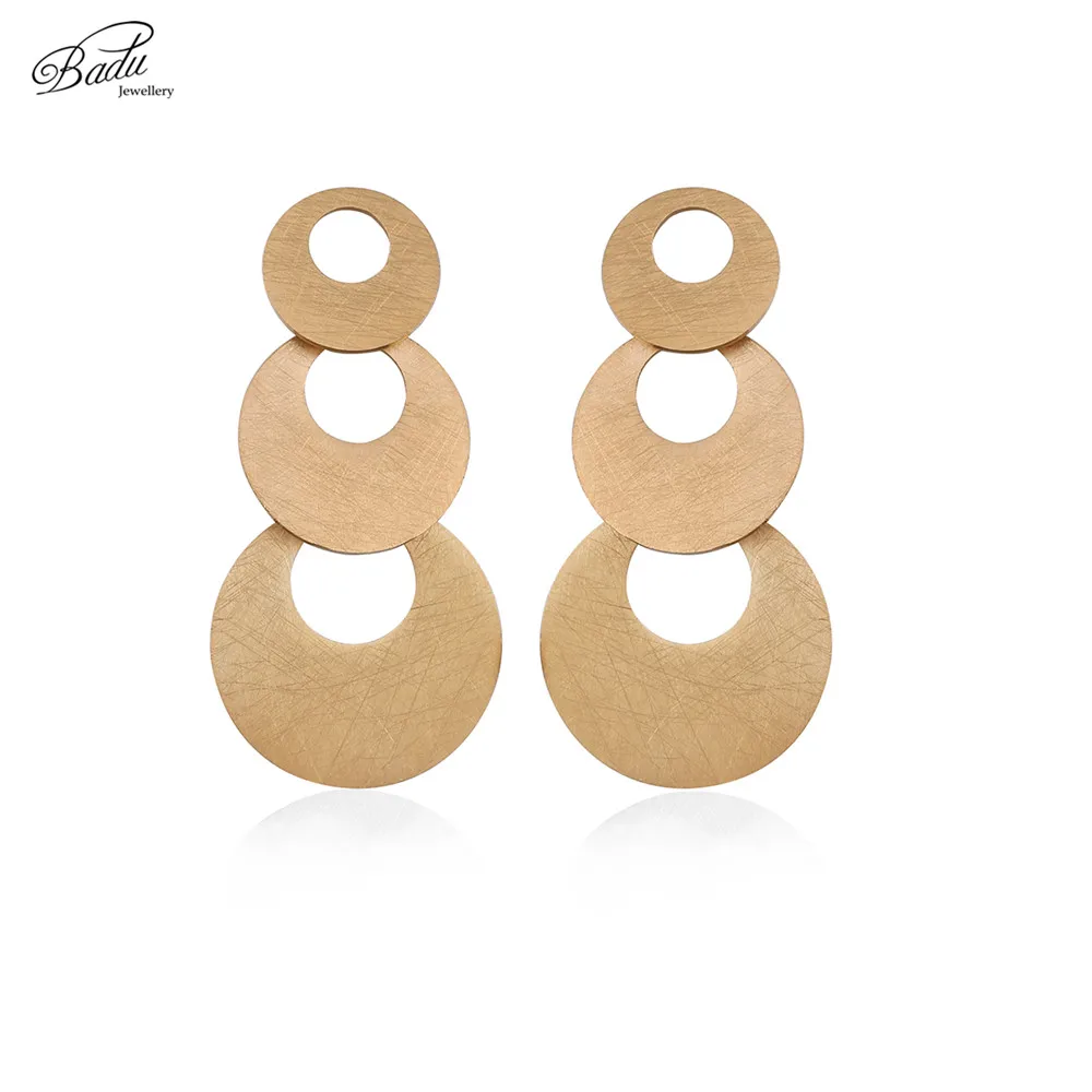 

Badu Punk Gold Earring Women Round Stainless Steel Earrings 2017 Original Design Trendy Jewelry Cool Fashion