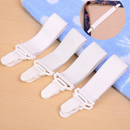 

4 Pcs Elastic Bed Sheet Mattress Cover Blankets Home Grippers Clip Holder Fasteners Clip Home Textiles White