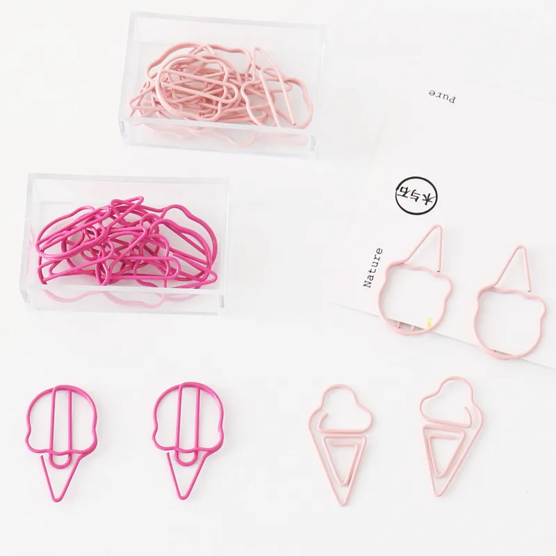 

Shaped clip 20 pcs/lot Creative Kawaii pineapple ice cream bulb Shaped Metal Paper Clip Bookmark Stationery Escolar Papelaria