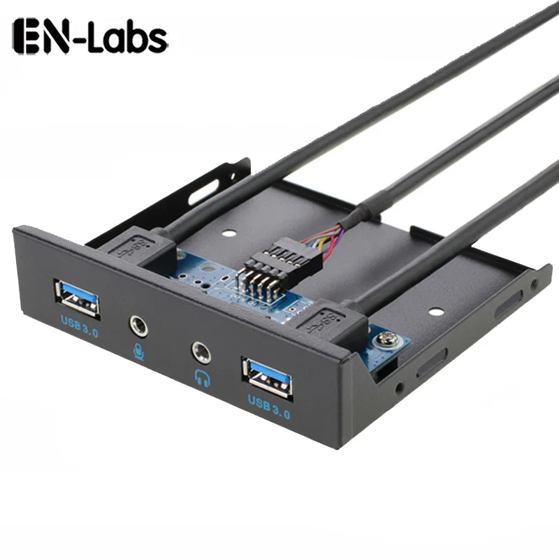 En-labs 2 Port Usb 3.0 Hub Pc 3.5 Front Panel Jack Microphone ,usb Pin Motherboard To Dual Usb Female Splitter - Docking Stations & Usb Hubs -