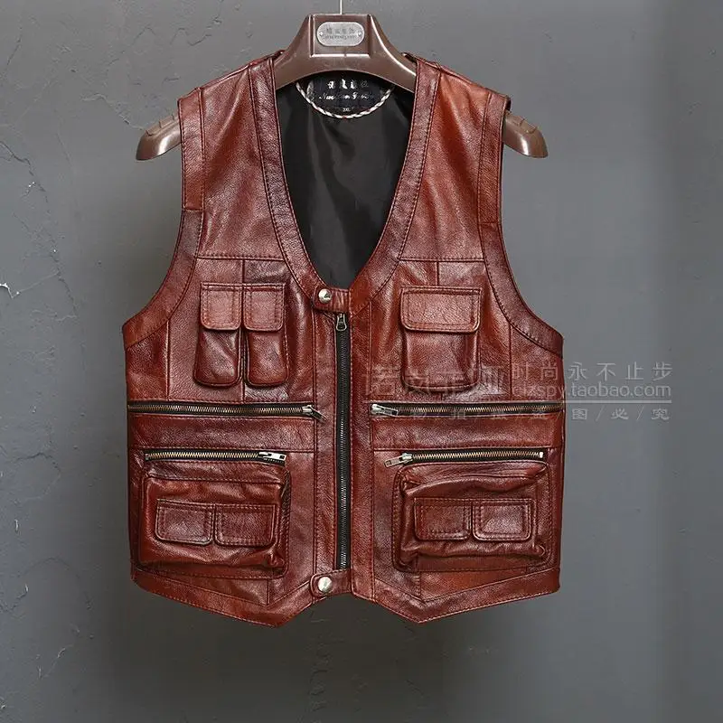 Мужской жилет HOCO толстый кожаный с множеством карманов для отдыха 2020|Жилеты и