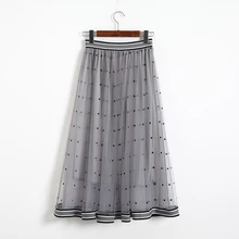 Morrowwind Для женщин в горошек плиссированные ботильоны Длина эластичные свободные Юбка Повседневная Женская обувь летняя юбка Для женщин в Юбка в горошек