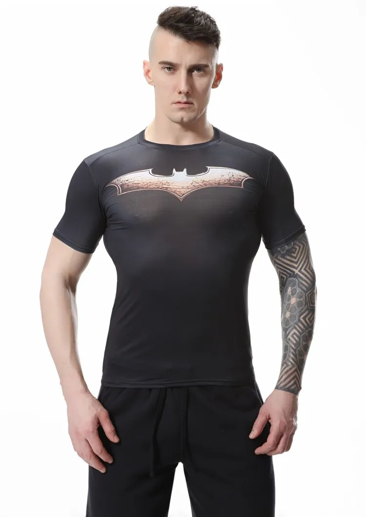 Красная Мужская компрессионная футболка с плюмом, Спортивная футболка с Бэтменом для фитнеса - Цвет: Batman