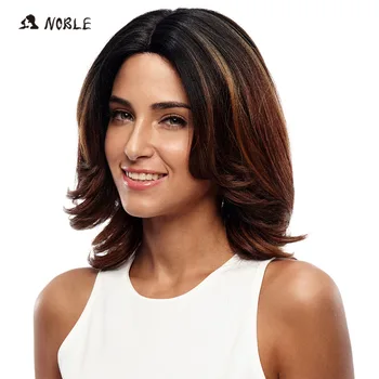 

Noble Lace Front Wig Short Loose Wave Synthetic Hair 16 Inch Wigs For Black Women 3 Colors 2# Mixed Cosplay Wig Free Shipping