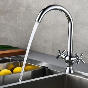 

Hot sale 360 rotating chrome silver Solid Brass Kitchen Mixer Cold and Hot Kitchen Tap Single Hole Water Tap Kitchen Faucet