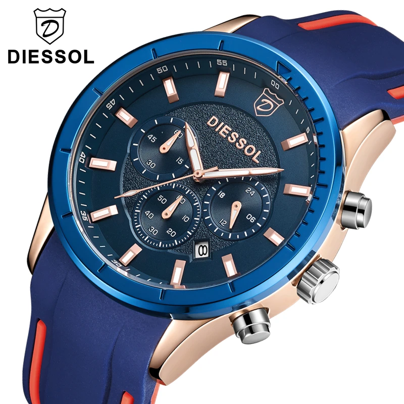 

DIESSOL Mens Watches Top Brand Luxury Quartz Watch Men Fashion Gold Analog Chronograph Sport Military Watches relogio masculino