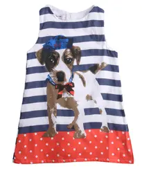 Новинка 2019 года; Лидер продаж; летнее Повседневное платье без рукавов с рисунком щенка для маленьких девочек