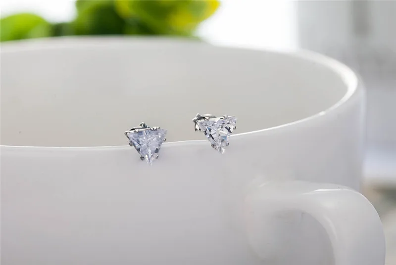 Silver Triangle Stud Earrings Fashion Boucle d'oreille Crystal Style Jewelry Girl Women Female Brincos Pendientes Mujer Moda E62 (10)