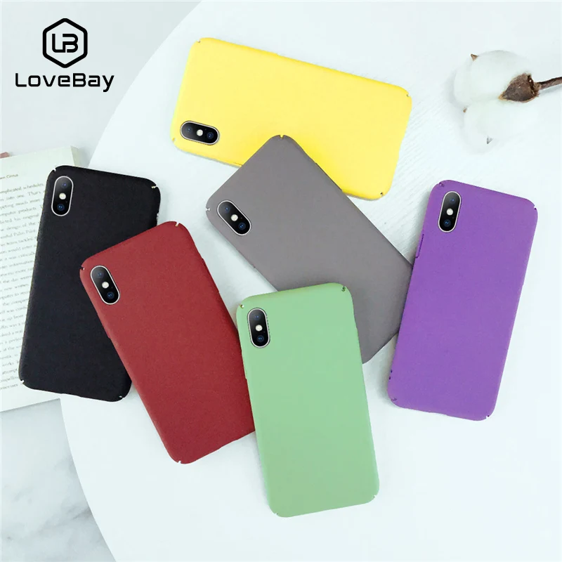 Lovebay Телефон чехол для iPhone 6 6s 7 8 Plus X XR XS Max Модный скраб сплошной цвет Жесткий ПК Полный Чехол для iPhone X чехол для телефона