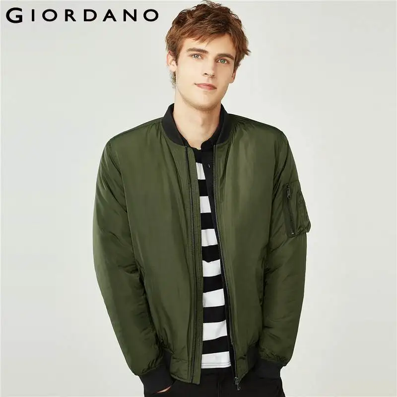 Мужская стеганая куртка Giordano хлопковая бомбер на молнии с карманами крылышками