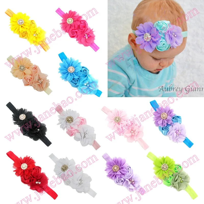 

free shipping 20pcs Satin Layered Flower headband silk rose flower wedding Lace Vintage girl hair accessories