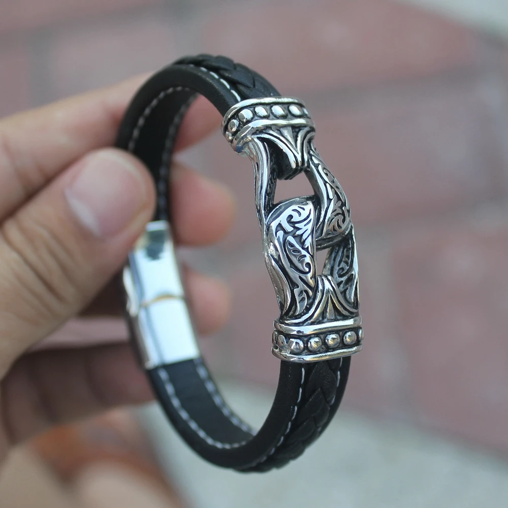 Neo-Gothic Style Magnificent Accessories Genuine Leather Bracelets & Bangles for Men Pulseiras Masculina bracelet jewelry