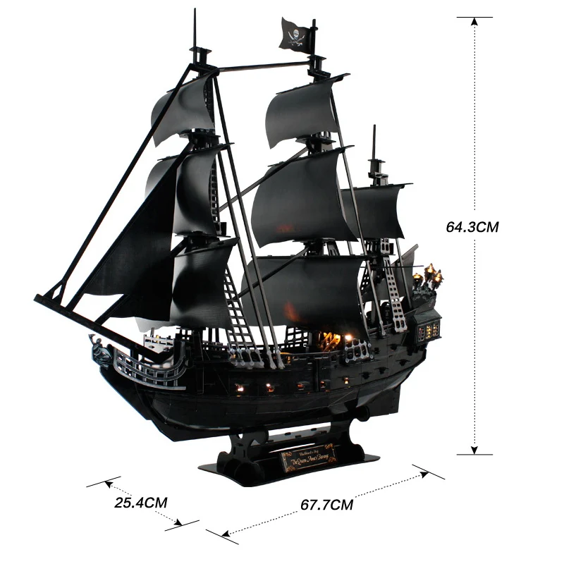 308Pcs Jigsaw Pirates Of The Caribbean Black Pearl Ship 1:95 Model Educational Children Toys DIY Puzzles Kid Boy Crafts Gift