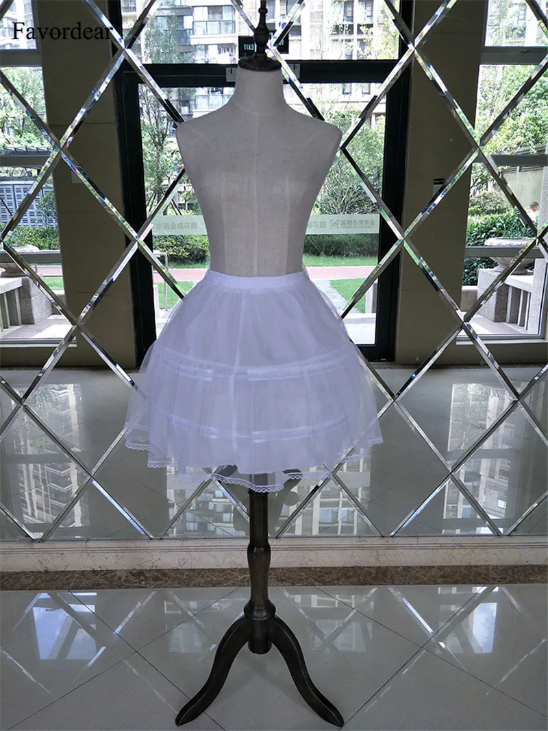Favordear Underskirt Short Dress Ball Gown Lolita Petticoat White Elastic Waistband Two Steel Loop Single Soft Tulle | Свадьбы и