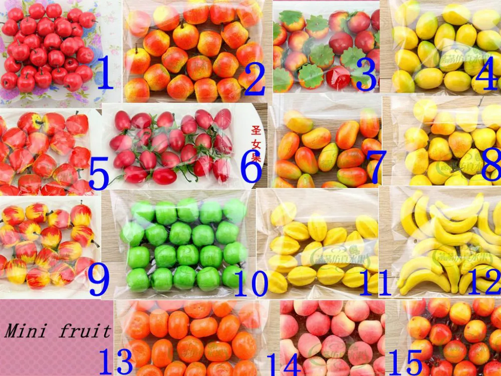 

15 kinds optional 60pcs Bubble mini fruit Simulation Fruit Artificial Vegetable Fake Apple Home Decoration Wholesale 004001014