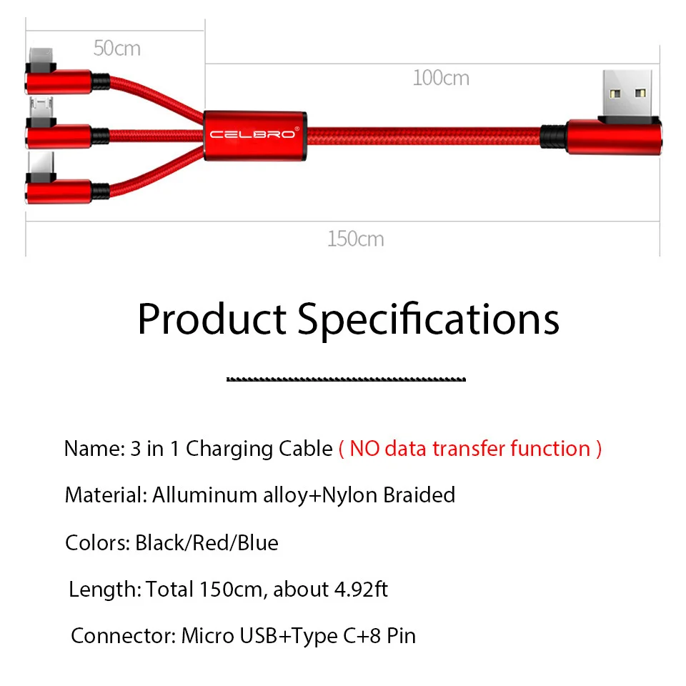 3 в 1 90 градусов usb кабель для зарядки мобильного телефона Samsung Xiaomi Redmi Note 8 7