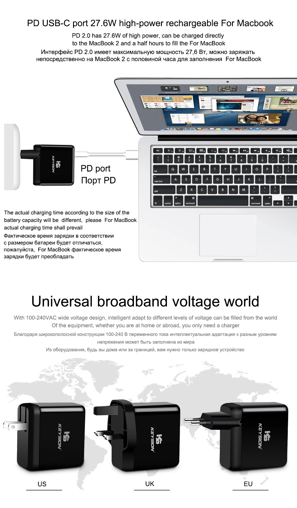 KEYSION 2 порта 36 Вт USB-C PD быстрое зарядное устройство type-C дорожное настенное быстрое зарядное устройство QC 3,0 для iPhone XS Max XR X 8 Plus S8 S9+ NOTE 9 8