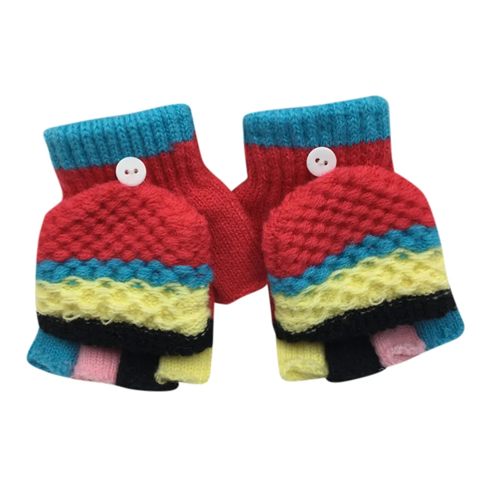 TELOTUNY детские зимние Утепленные перчатки осень-зима вязаные перчатки милые Лоскутные популярные зимние теплые перчатки для девочек и мальчиков Z1205
