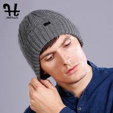 FURTALK Зимняя Шапка-бини Мужская шерстяная зимняя шапка мужская вязаная теплая шерстяная шапка флисовая подкладка шапочки и шапка с манжетами черный серый