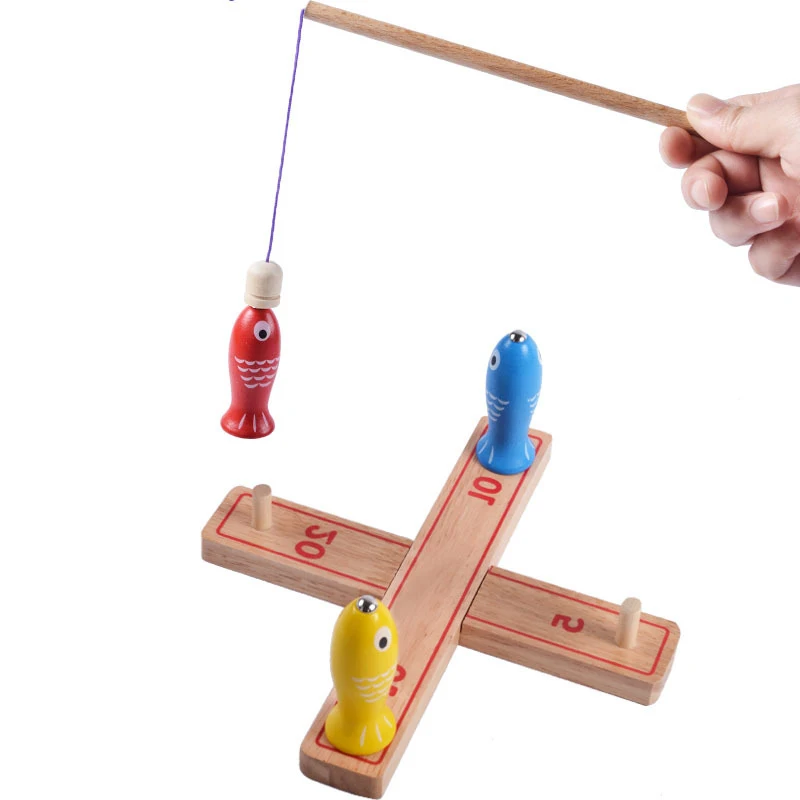 Wooden Magnetic fishing Ring Paternity Exercise Throwing Multi function two-in-one Family Game Children Early Educational Toys