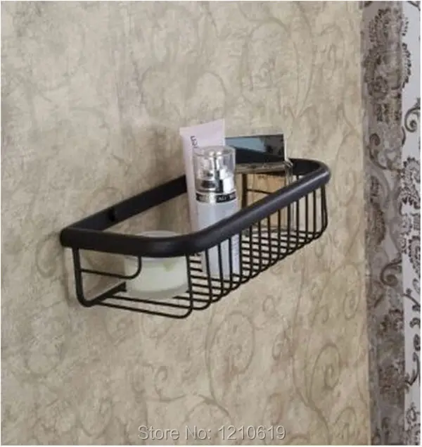 

US Free Shipping Wholesale And Retail Rectangle Oil Rubbed Bronze Commodity Shelf Cosmetic Holder Single Tier Black Wall Mounted