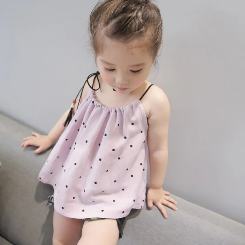 Girls Blouse Shirts Floral Kids Cotton Shoulderless Blouses Breathable Children Tops 2-7Y Child Clothes