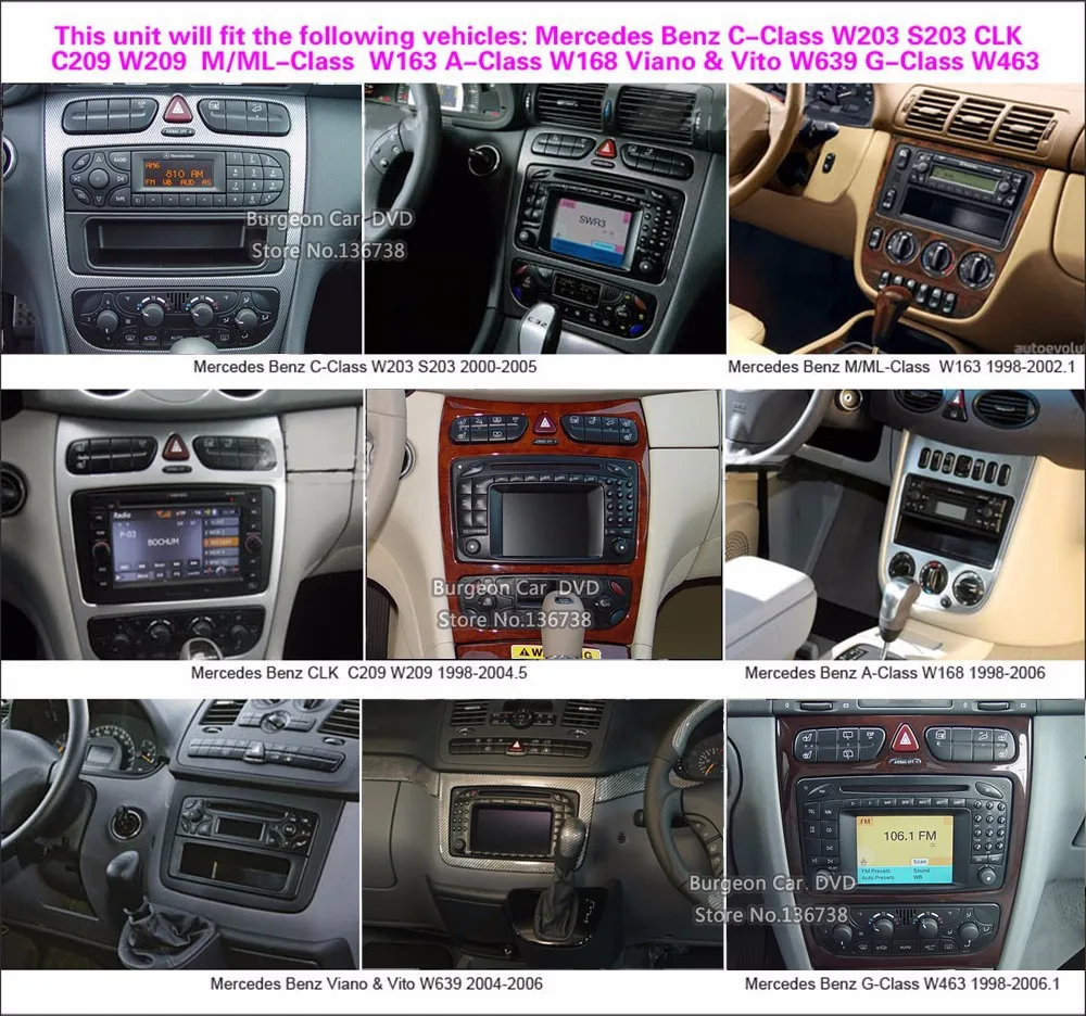 Top 7" Factory price FOR Mercedes Benz E Class Vito Viano CLK W209 W210 W639 Car DVD Player GPS Navigation 3G WIFI Radio Bluetooth 3