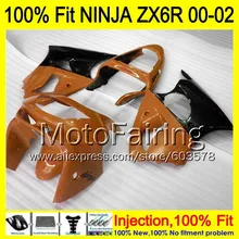 8Gifts Injection mold Body For KAWASAKI NINJA ZX-6R 00-02 INJ458 ZX 6R ZX6R 00 01 02 ZX636 2000 2001 2002 Fairing orange black
