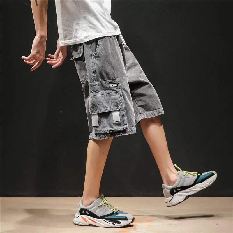 Лето новая Корейская версия прилива мужской японский большой размер промывают свободные пять точек рабочие повседневные джинсы