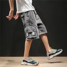 Лето новая Корейская версия прилива мужской японский большой размер промывают свободные пять точек рабочие повседневные джинсы