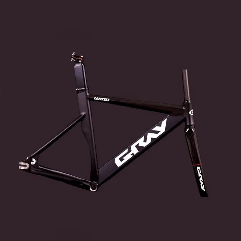 Fixie велосипедная Рама 52 см 56 см велосипедная рама из алюминиевого сплава с фиксированной передачей велосипедная Рама с карбоновой вилкой - Цвет: Matte black