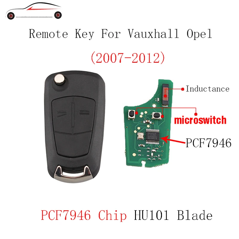 

GORBIN 2Buttons PCF7946 Chip Remote Key For Vauxhall Opel Corsa D 2007 2008 2009 2010 2011 2012 433Mhz HU100 Blade Car key