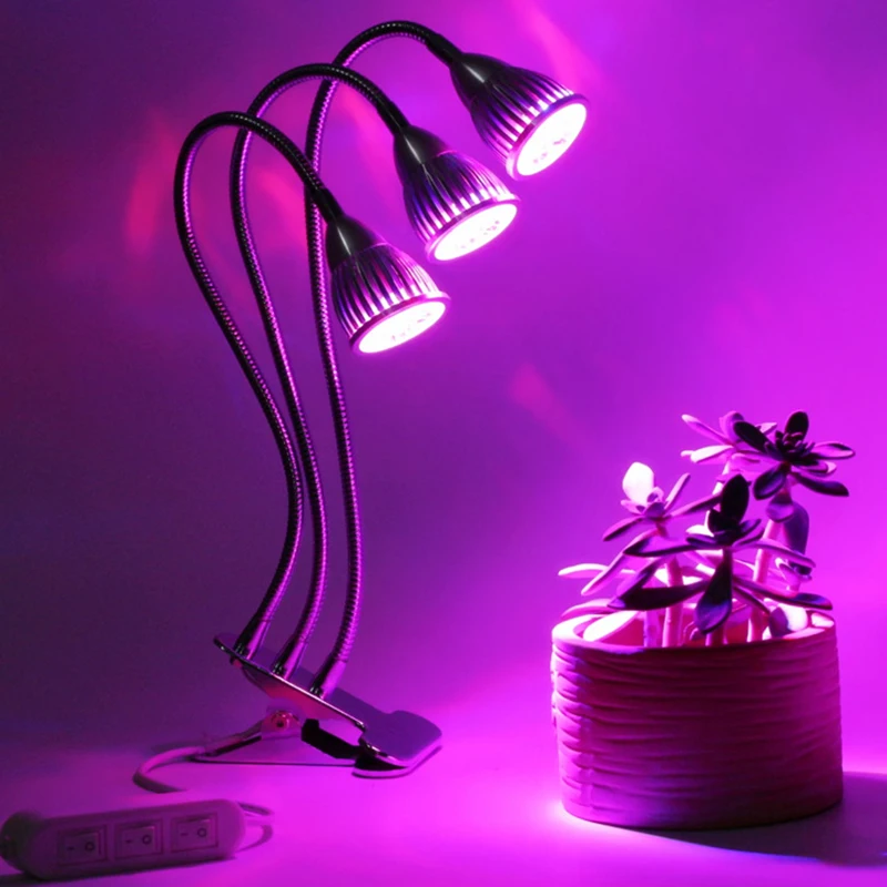 

3 Head Led Grow Light Full Spectrum Plant Lighting Grow Tent Flexible Lamp For Seedlings With Clip Greenhouse Phyto-Lamp SAN-15W
