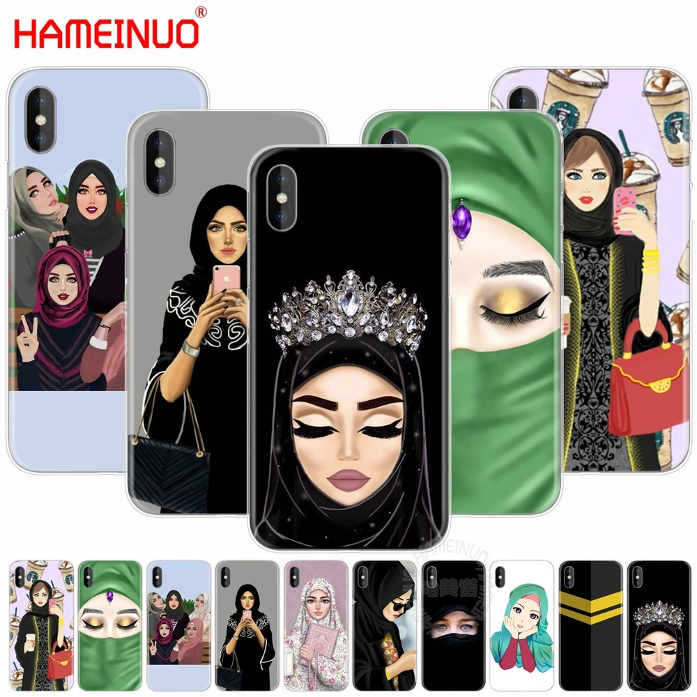 

hijab Beautiful Muslim Girls women cell phone Cover case for iphone X 8 7 6 4 4s 5 5s SE 5c 6s plus