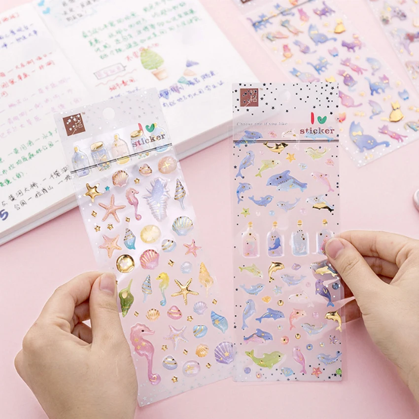 10 حزمة/وحدة Kawaii حلم القلعة يونيكورن كريستال قطرة ملصق بسيطة الإبداعية الهاتف المحمول لاصقة تزيين سكرابوكينغ ملصقا