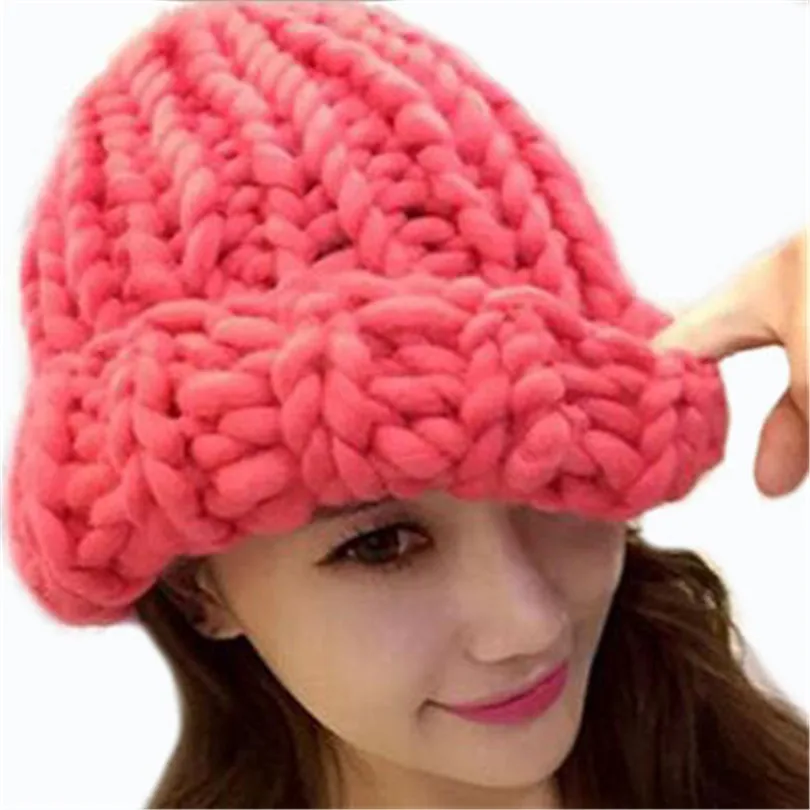 

2016 Shag Line Warm Fashion Men Skullies Knitted Wool Caps Winter Hat Multicolor Casual Woman Solid Soft Twist Ski Beanies M056